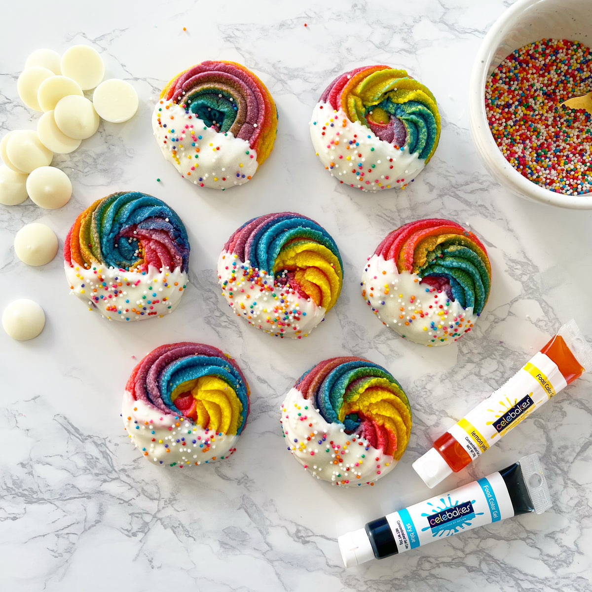 Piped Rainbow Shortbread Cookies Best Cookie Recipe Jyoti Nanra